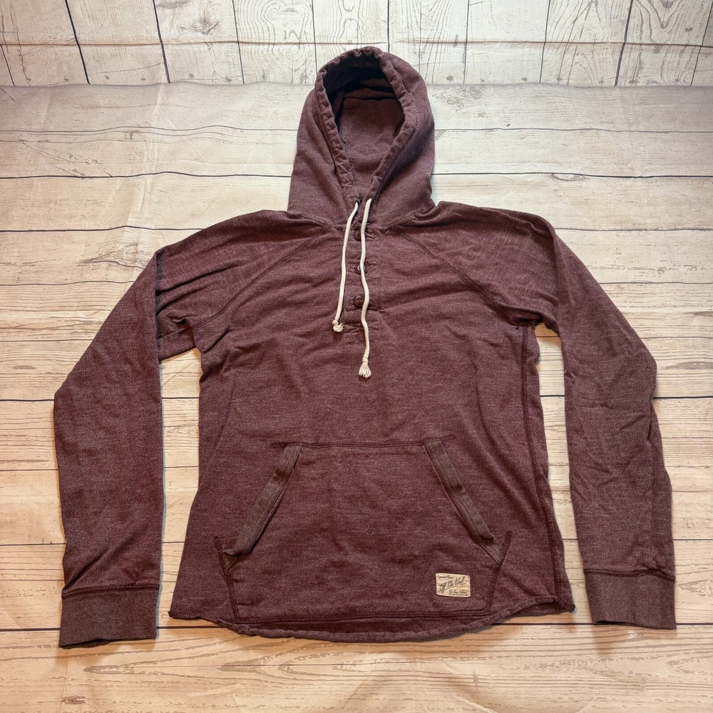 Vans Off The Wall‎ Hoodie Maroon Red Henley Men's Size Medium